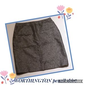 WORTHINGTON Metallic silver midi length skirt in l